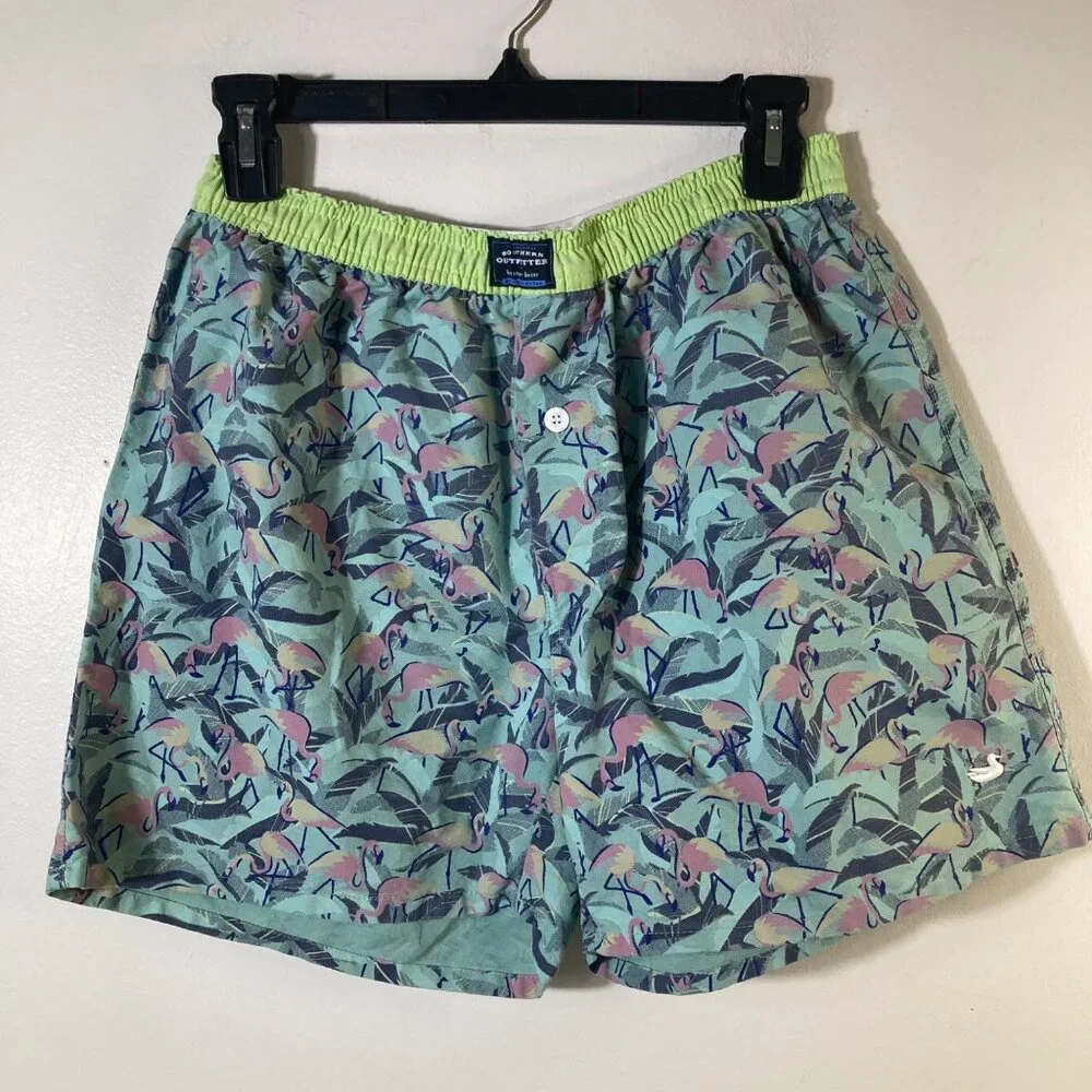 Mens Southern Marsh Hanover Boxer Pink Flamingos Green S Cotton‎